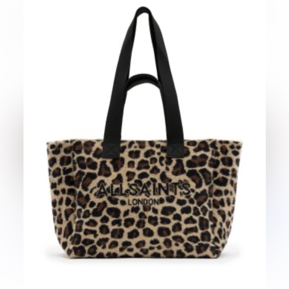 All Saints Animal Print Tote with Black Straps
